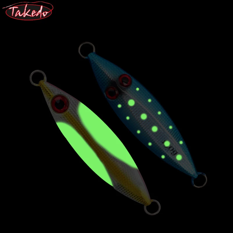 TAKEDO MJ01 100g 150g 200g 250g señuelo de Jigging de paso lento cebo de plantilla de vibración de Metal señuelo de pesca luminoso cebo de plantilla de plomo - imagen 2