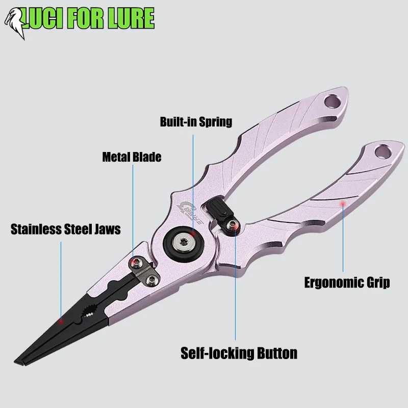 LUCI FOR LURE 2025 Juego de alicates de pesca con agarre de pescado aleación de aluminio 243g + 130g con controlador de pescado a escala Extractor de anzuelos giratorios 360 - imagen 5