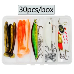 Kit de señuelos con vinilos, cucharillas y crankbait para depredadores