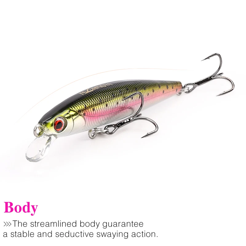 TSURINOYA DW61 80mm 6,0g señuelo de pesca flotante Minnow cebo Artificial Culter cebo recubrimiento láser señuelo de lubina - imagen 3