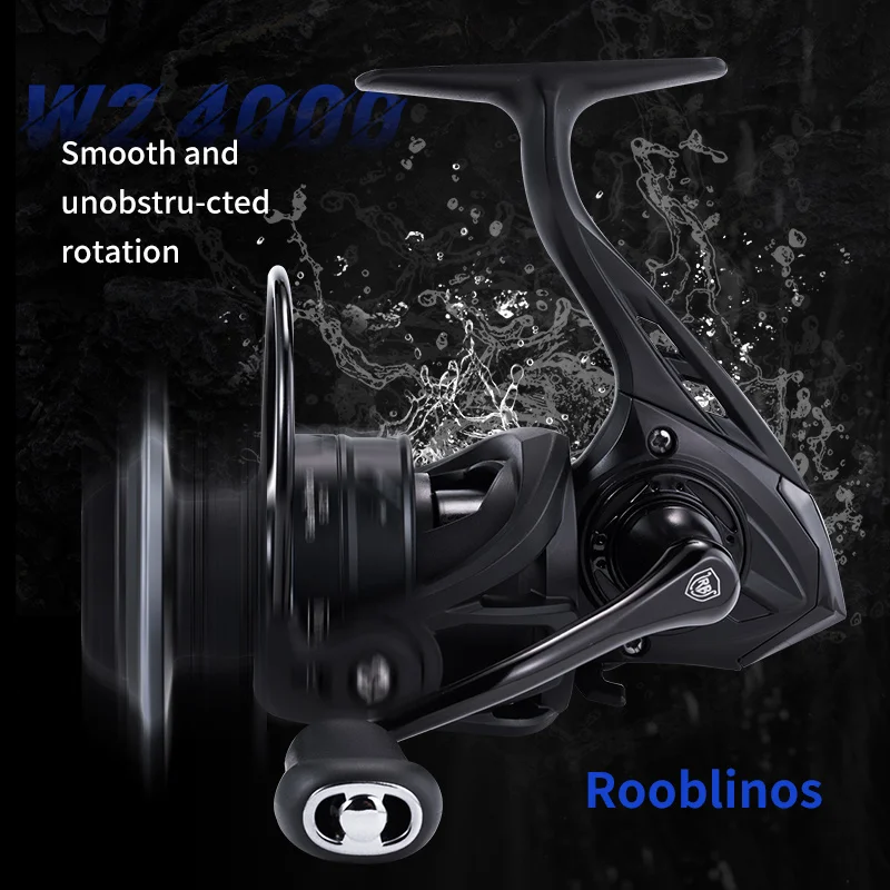 Carrete giratorio Rooblinos W2, carrete de grafito de arrastre máximo de 12kg, 7 + 1 BB, relación de engranaje 5,2: 1, carrete de pesca para perca, lubina y Lucio - imagen 5