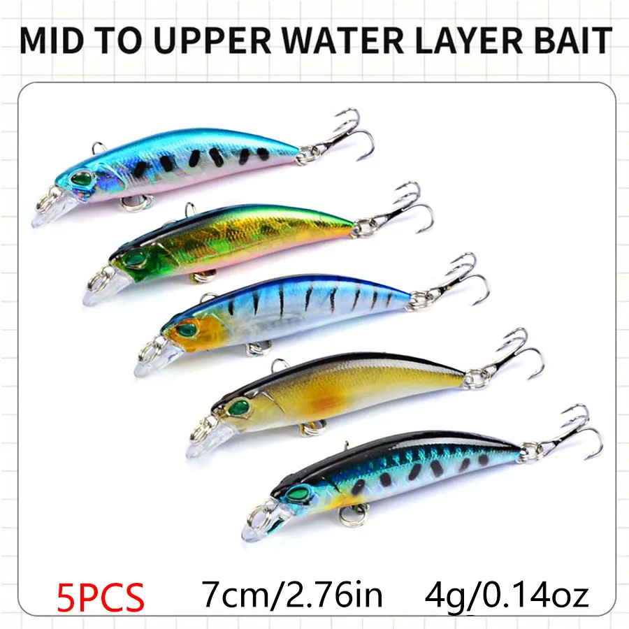 29 unids/caja Kit de cebo Artificial duro Jerkbait Minnow Crankbaits juego de Señuelos de Pesca Wobblers para lubina trucha salmón tipo pez Walleye - imagen 3