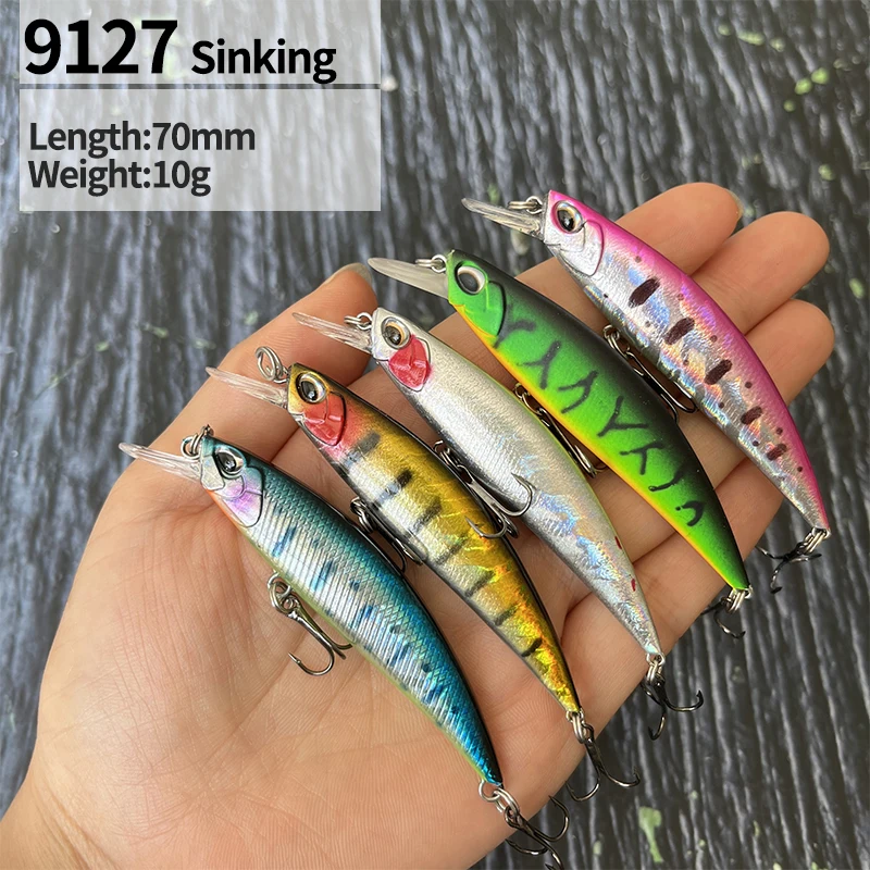 Señuelos de Pesca de pececillo que se hunden, 10g, 70mm, trucha, Lucio, corriente de roca, cebo Artificial, Pesca, Wobbler, Swimbait de plástico, equipo Jerkbait - imagen 4