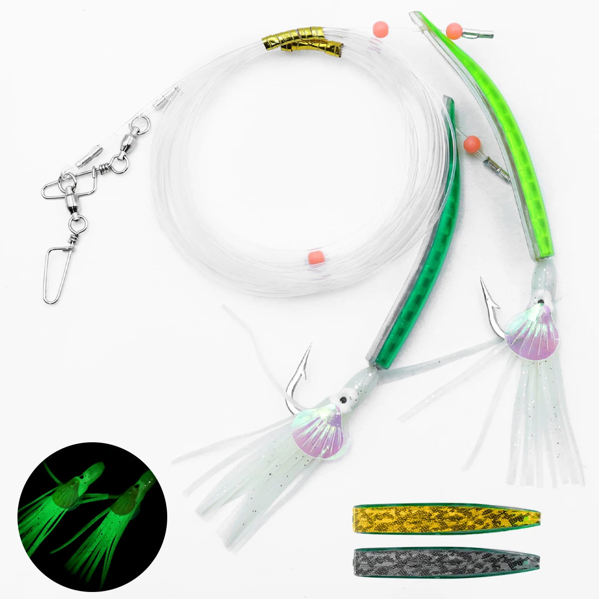 ZYZ-anzuelos de cuerno de arco para pesca con curricán, 10cm, con línea de 3M, anzuelos reforzados, anzuelo de cuerda de asistencia para cebo de superficie, anzuelo de pesca de atún - imagen 5