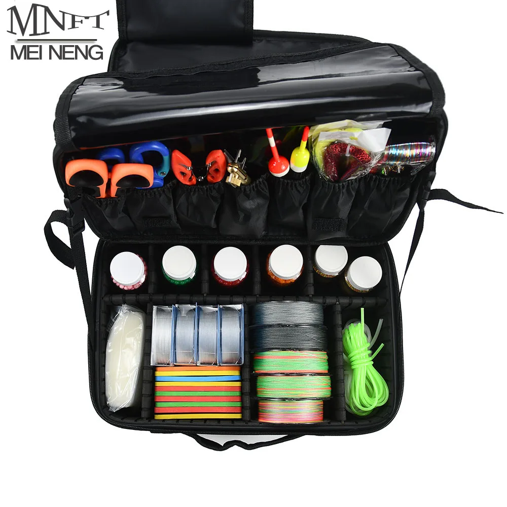 Bolsa grande para equipo de pesca, bolsa impermeable para accesorios de pesca, almacenamiento multifuncional Oxford, bolsa de pesca multicapa para exteriores