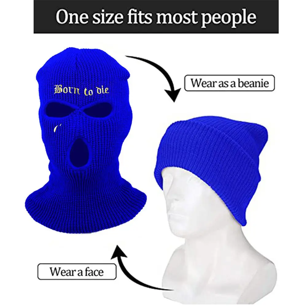 Invierno a prueba de viento de punto cubierta facial completa 3 agujeros pasamontañas calentador de cuello máscara de esquí - imagen 4