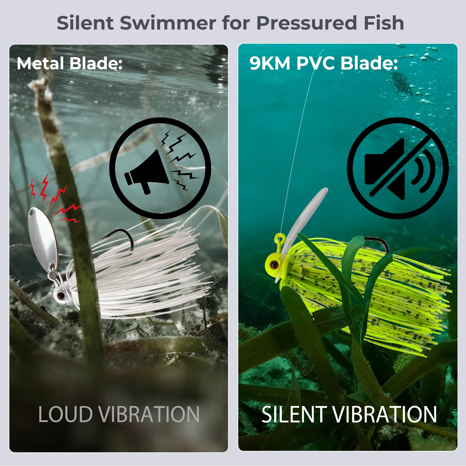 Señuelo Chatterbait 9KM con hoja PVC y vinilo para lubina - imagen 2