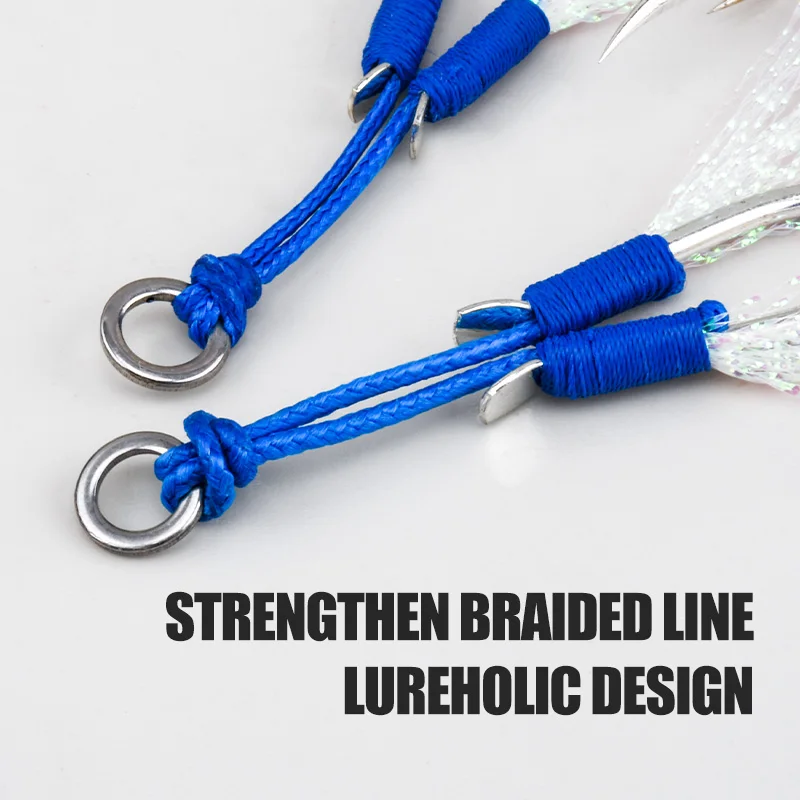 TEASER HK006 2PCS 10PCSSist Jigging Haken Trage Jigging Lokken Assist Haak Koolstofstaal Dubbele Jig Haak Vissen accessoires - imagen 4