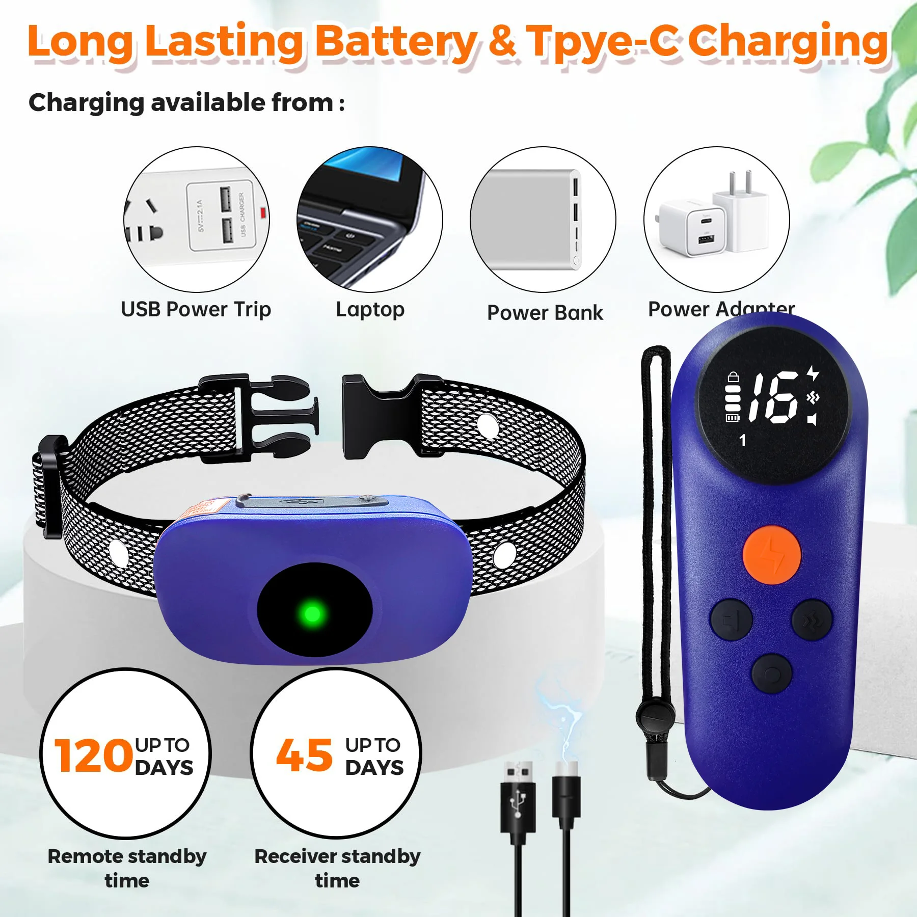 Collar inteligente para adiestramiento de perros, dispositivo eléctrico con Control remoto, resistente al agua IP67, 3 modos de entrenamiento, 1640 pies