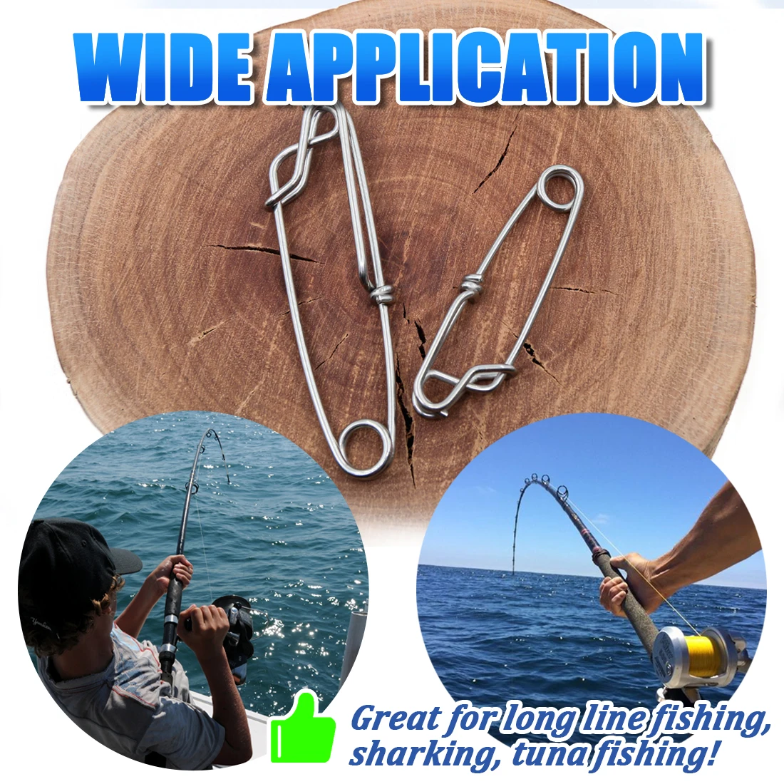 FishTrip-Clips a presión para pesca palangre, flotador de acero inoxidable, atún, palangre, tiburón, perchas de ramas palangre, broche plateado - imagen 5