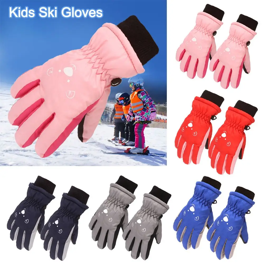 Guantes de esquí antideslizantes a prueba de viento para niños y niñas, manoplas deportivas gruesas y cálidas impermeables, invierno - imagen 3