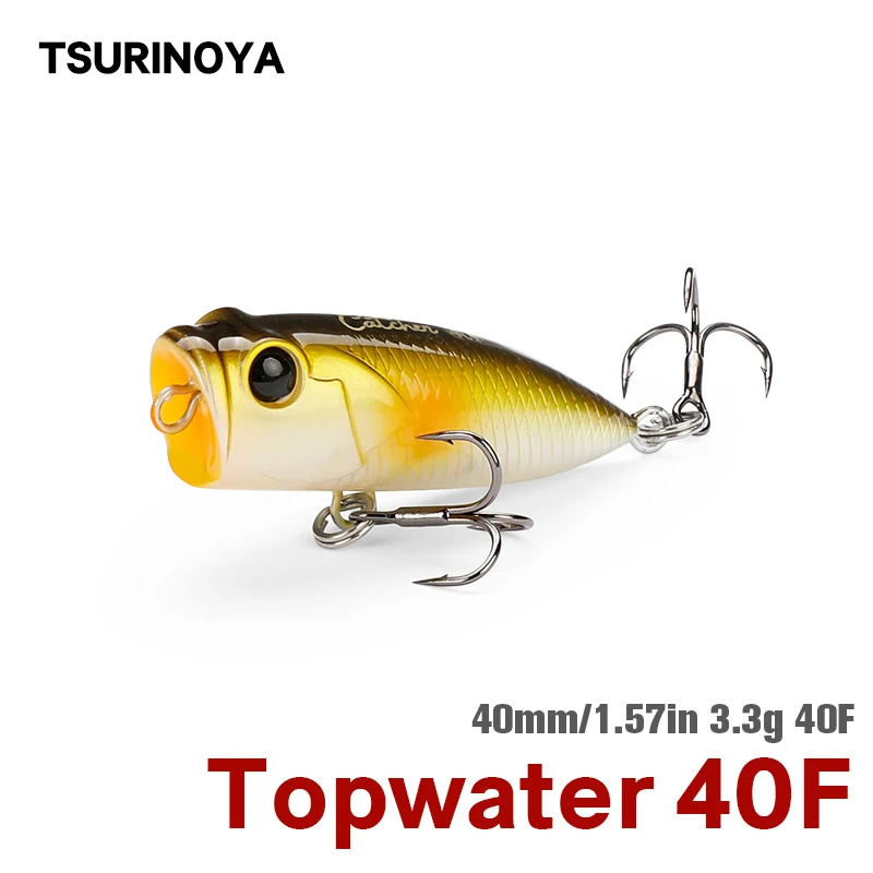 TSURINOYA-señuelo de pesca Topwater Popper, 40mm, 3,3g, acción de paseo de perro, cebo duro flotante, juego de luz de lubina Ajing Rockfish