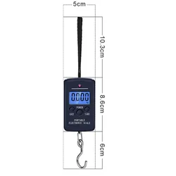 Báscula de pesca digital con gancho 40 kg x 10 g