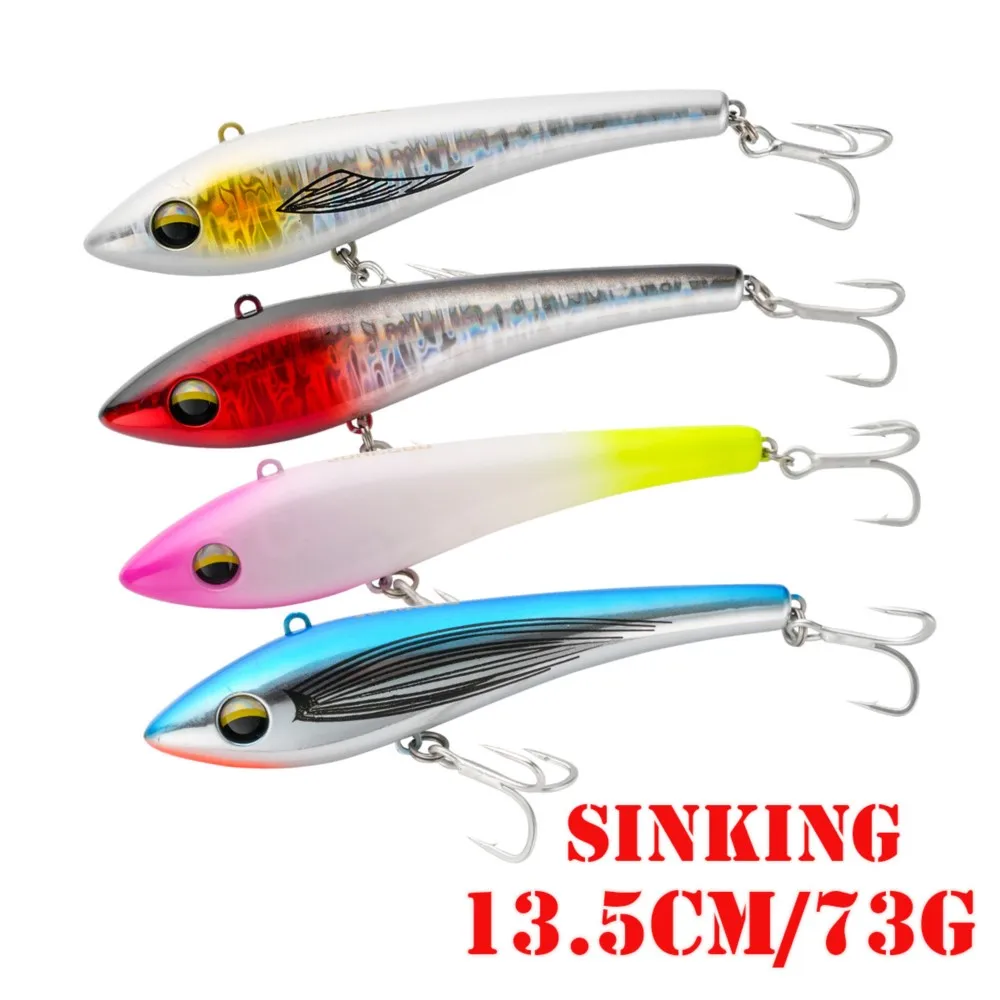 Señuelo de pesca con lápiz que se hunde, 13,5 cm, 73g, cebo duro Artificial de gran juego, anzuelo 5X para atún, Señuelos de pesca de mar Wahoo - imagen 2