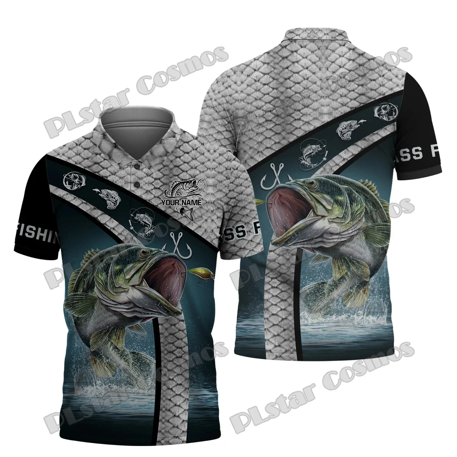 PLstar Cosmos Mahi Mahi/patrón de pesca de trucha, Polos estampados en 3D a la moda para hombre, pantalón corto informal de verano, camisa de manga PLP20 - imagen 2