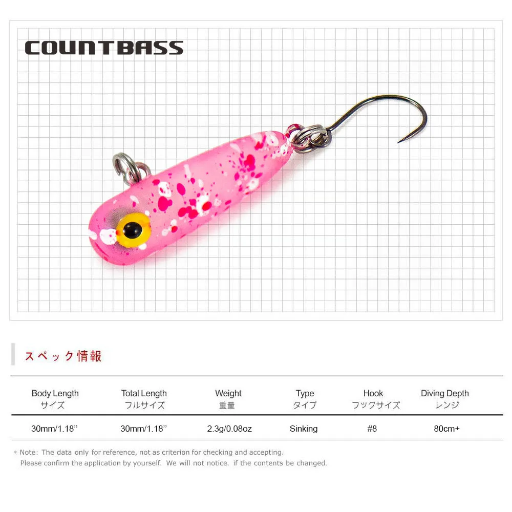 COUNTBASS Nadadores inferiores 30 mm 2,3 g Wobblers Vibración para señuelos de pesca de trucha y pescador Baits duros - imagen 2