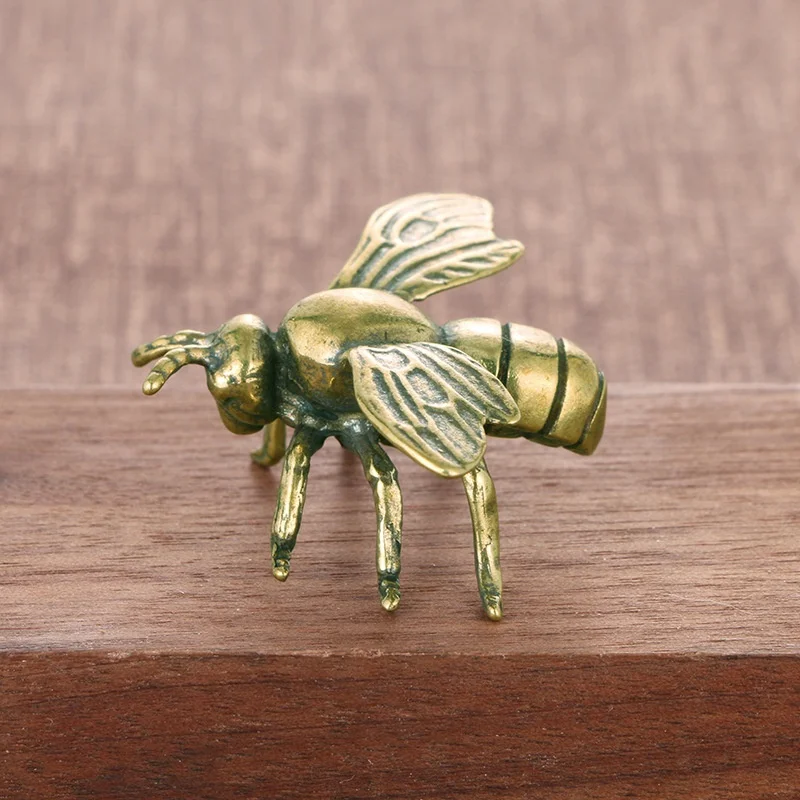Figuras de insectos y abejas de latón macizo, miniaturas de té para mascotas, colección de manualidades de escarabajo divertido, adornos pequeños de escritorio, decoraciones para el hogar