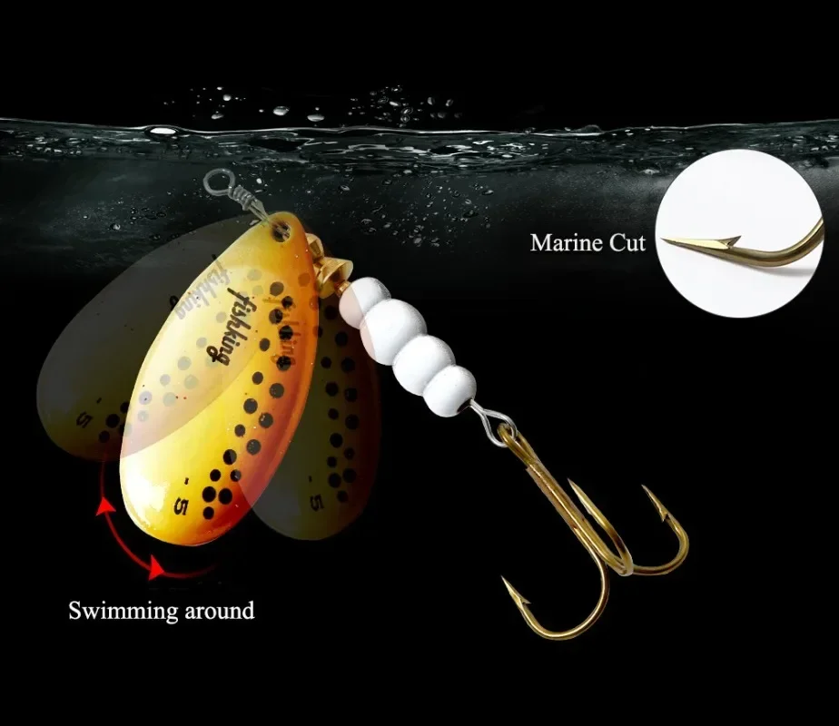 Señuelo de pesca con cebo giratorio con anzuelos triples, hilanderos giratorios, señuelos tipo cuchara, Metal de luccio, 3,9G, 4,6g, 7,4g, 10,8g, 15g, 1 ud. - imagen 4