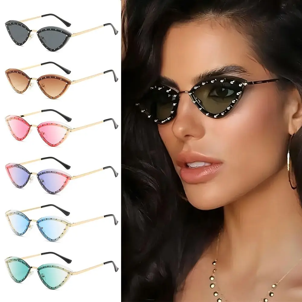 Gafas de sol de ojo de gato degradado, protección UV400, Multicolor, con diamantes de imitación, para fiesta, para hombre y mujer - imagen 4