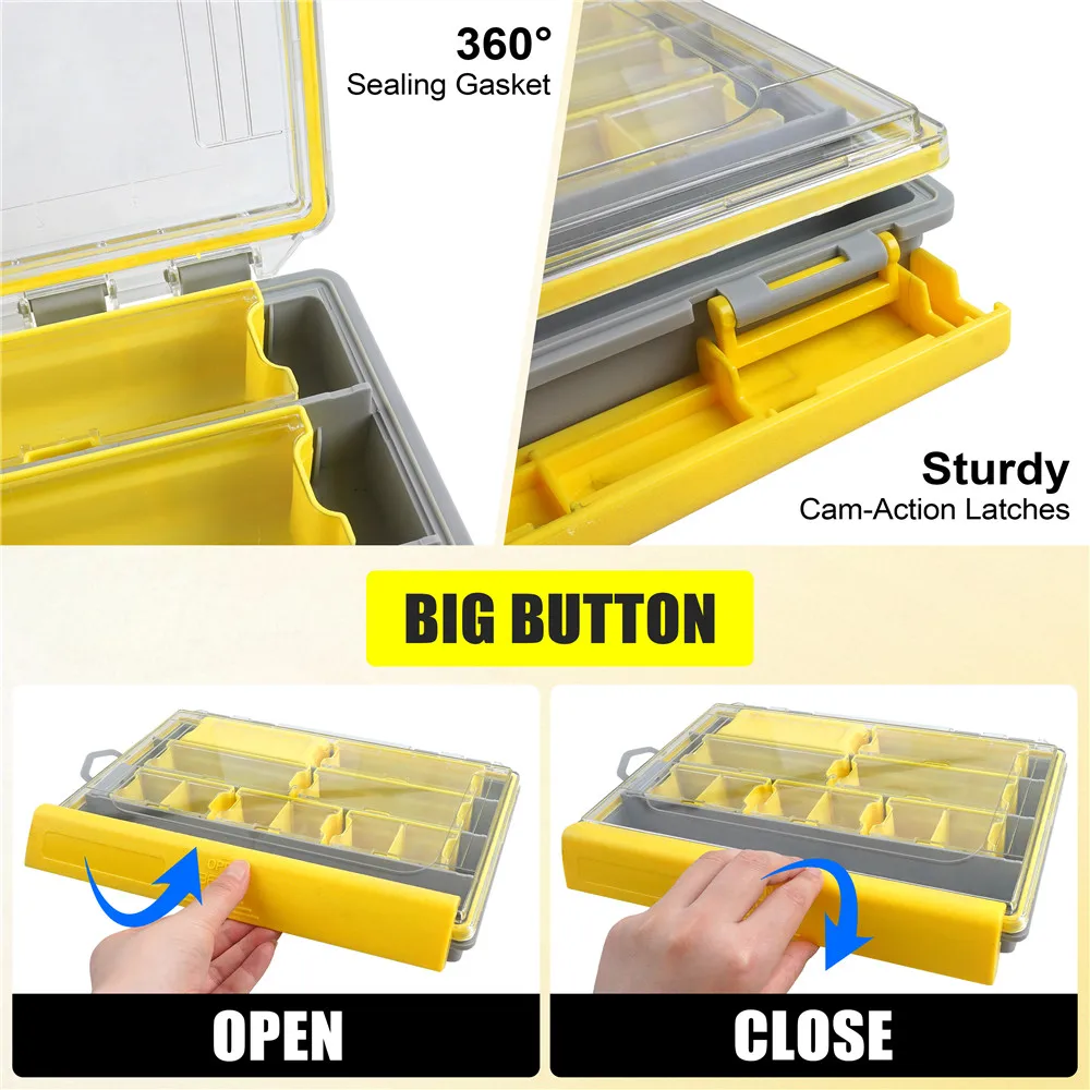 Caja de aparejos de pesca, bandejas de aparejos impermeables, cebo Artificial, caja de accesorios de Señuelos de Pesca, Terminal de almacenamiento de equipo de pesca - imagen 4