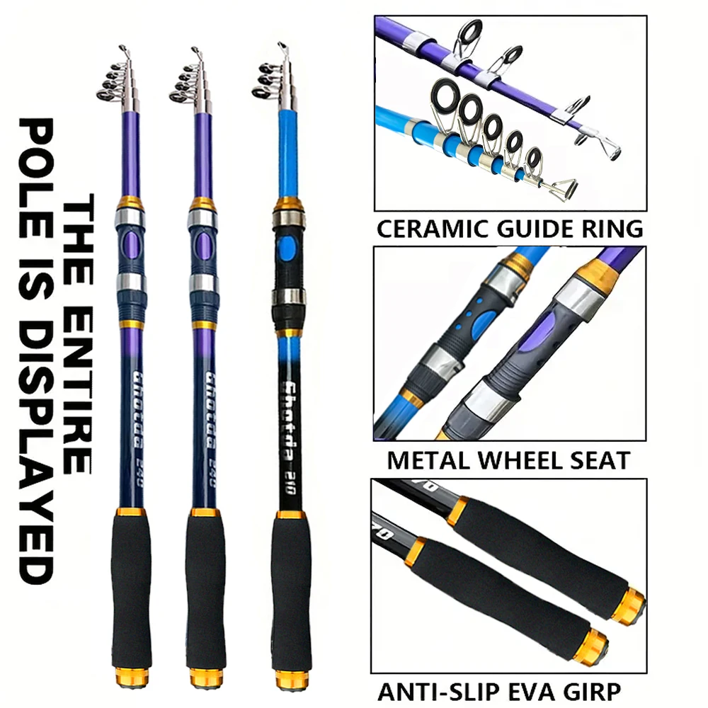 Caña de pescar de mar con punta suave, telescópica de largo alcance, 2,1 m/2,4 m/2,7 m/3m/3,6 m, caña de mar fundida para accesorios de pesca de lubina y carpa - imagen 2