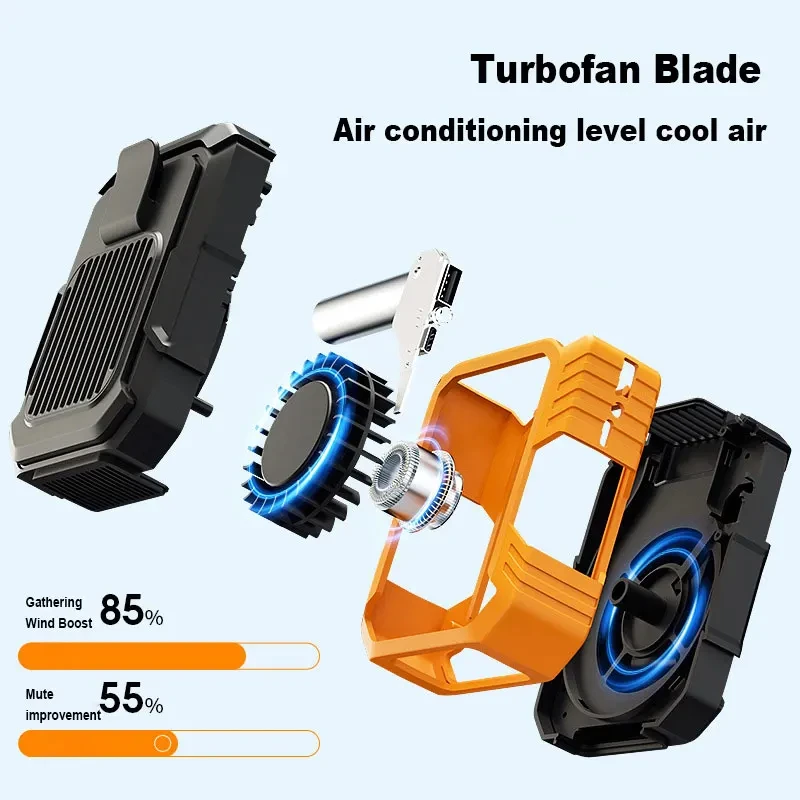 Ventilador de cintura silencioso portátil, ventilador de cuello con carga USB, Clip para deportes de pesca al aire libre, móvil tres en uno, energía móvil, luz de emergencia - imagen 5