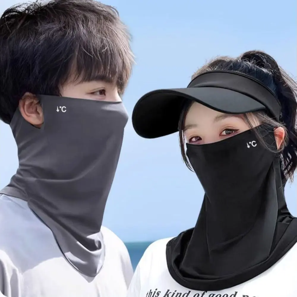 Nuevo UPF50 + máscara de seda de hielo protección del cuello Anti-UV bufanda de protección solar poliéster velo protector solar de secado rápido Unisex - imagen 2