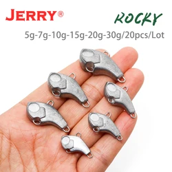 Jerry Rocky 5g10g15g 20 unids/lote sin pintar Metal fundido Jig cuchara Shore Casting Jigging pescado lubina señuelo de pesca cebo Artificial T