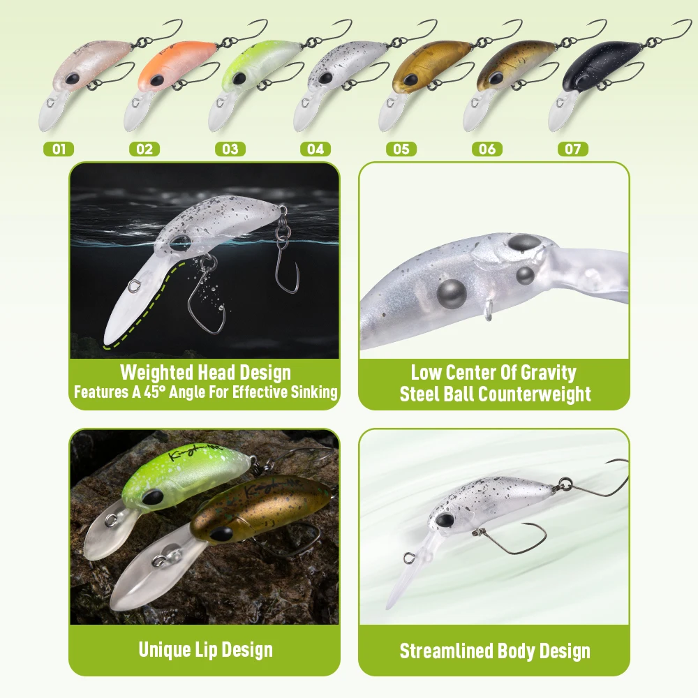 Kingdom Micro Series Kit de Señuelos de Pesca 5 unids/caja agua dulce flotante hundimiento Minnow lápiz Vibe Artificial duro Swimbait para lubina - imagen 4