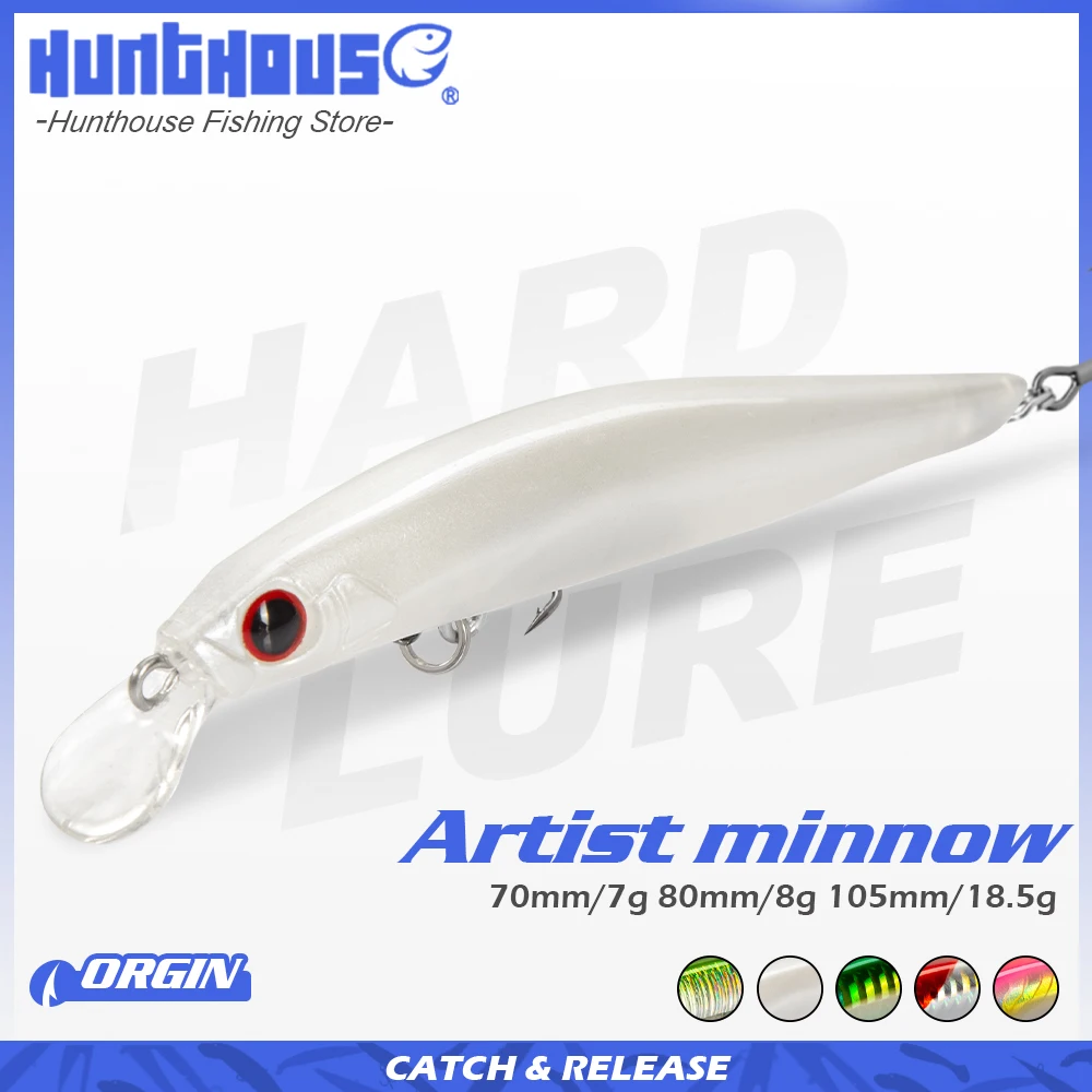 Hunthouse-señuelo de pesca de trucha, Jerkbait hundido, 70/80/105mm, 7/8, 5/18,5g, cebo de pesca de mar, pececillo artístico, Twitch, señuelo duro para lubina