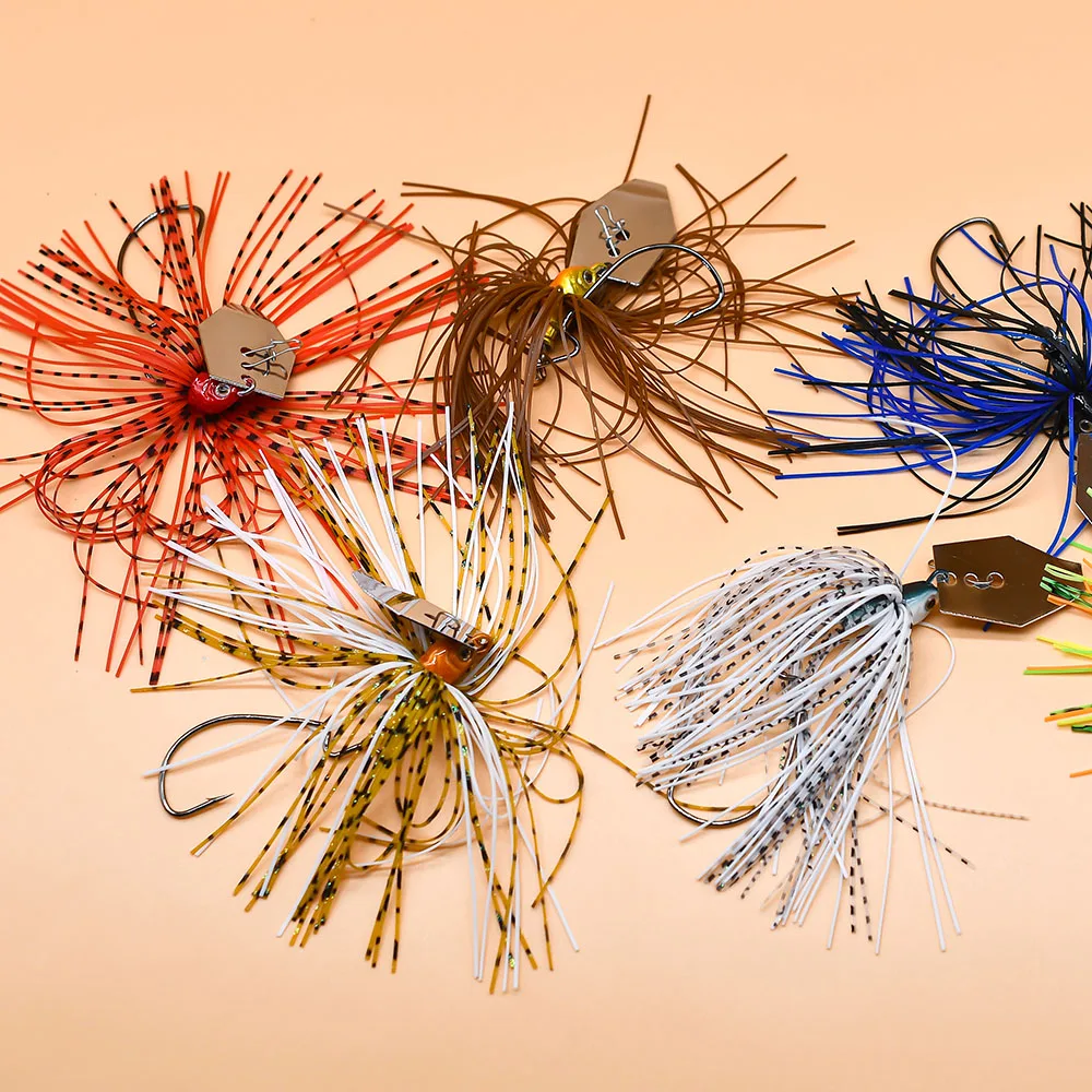 Faldas de silicona para pesca, cebos giratorios, cebos, Señuelos de pesca, falda de goma de calamar con anzuelos de asistencia de acero rico en carbono, 1 ud. - imagen 2