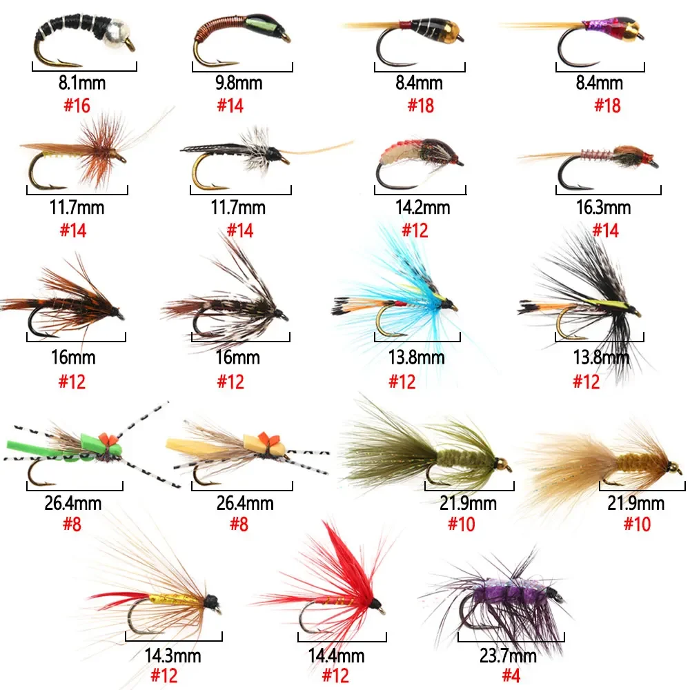 Bimoo 52 Uds Kit de moscas/caja de espuma saltamontes mosca seca mosca húmeda Caddis Sedge Lumo Scud ninfa Marzo marrón ninfa húmeda cebra midge trucha - imagen 4