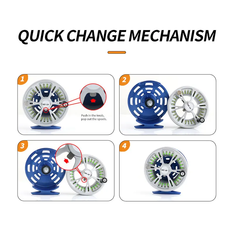 Carrete de pesca con mosca FJORD con dos carretes de repuesto de pesca 6/7 equipo de aparejos de pesca izquierdo/derecho cambiados a mano en agua salada - imagen 5