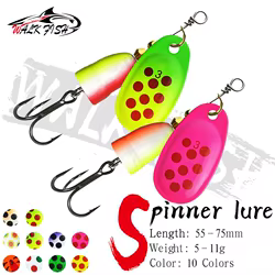 WALK FISH-cebo giratorio de 5g, 6g, 8g, 9g, 11g, señuelo de pesca duro, Color de lentejuelas compuesta, giratorio, gancho de tres libros de Metal de largo alcance