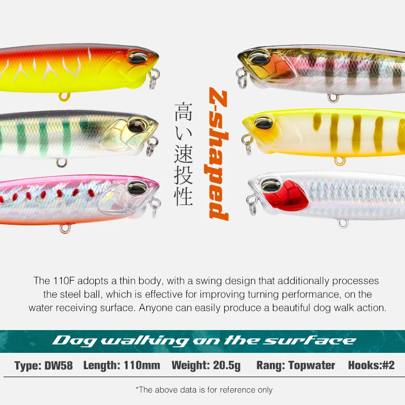 Stickbait Tsurinoya Topwater flotante – Señuelo duro para lubina - imagen 5