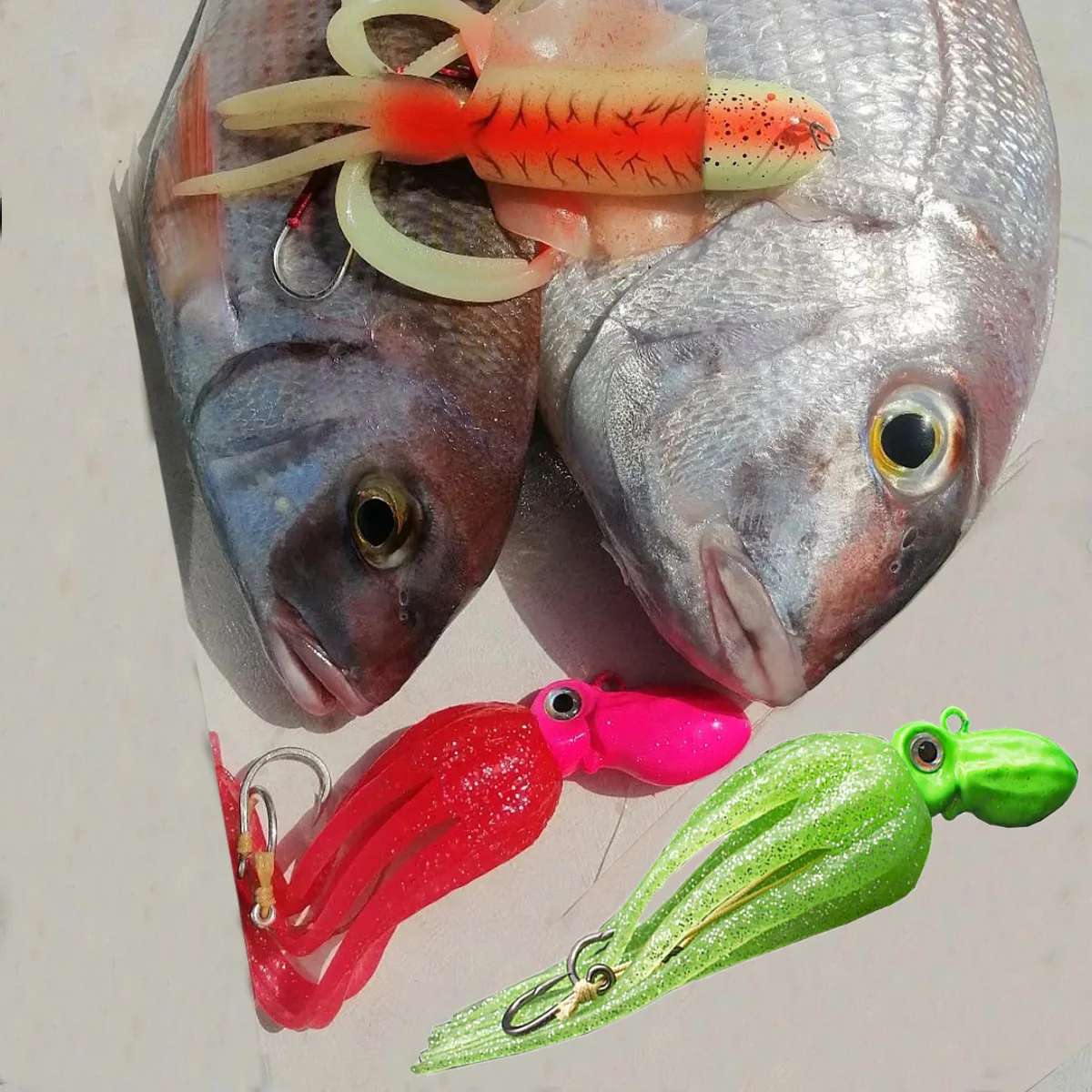 Señuelo de pesca de 100g-50g, faldas de pulpo de plástico suave, señuelo de calamar luminoso con ganchos para Mahi Marlin, atún, malta, Wahoo Bass