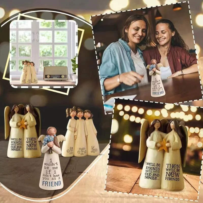 Estatuilla que celebra la amistad, decoración del hogar, estatua de Ángel de resina, decoración de hermana amiga, regalo del Día de San Valentín - imagen 5