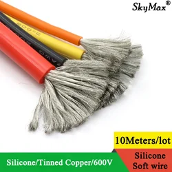 10 metros/lote Cable de silicona eléctrico suave resistente al calor 8 10 12 14 16 18 20 22 24 26 28 30 AWG 5M rojo y 5M negro