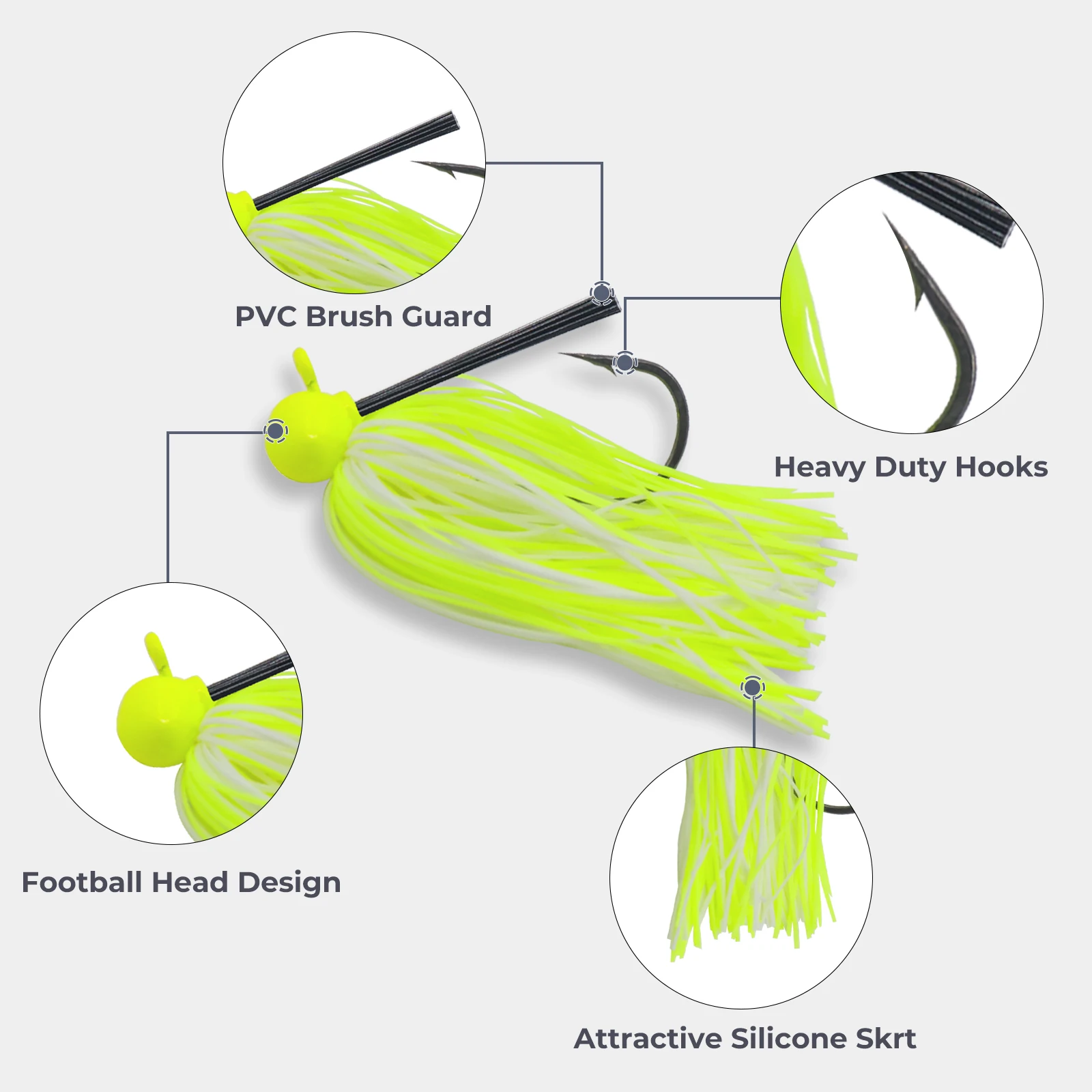 Plantilla de goma Chatterbaits de 9KM, plantilla de fútbol, señuelo con cabeza, cuchillas de PVC, plantilla de pesca Swimbait con faldas de silicona para pesca de lubina - imagen 2