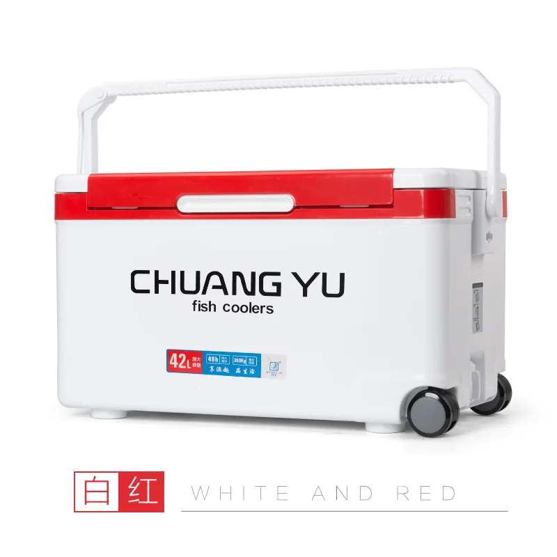 Enfriador de caja de hielo para pesca de 42L, caja de almacenamiento multifuncional para agua dulce y salada, caja de juego completo de aparejos de pesca, cajas de herramientas para taburete de pescado - imagen 3