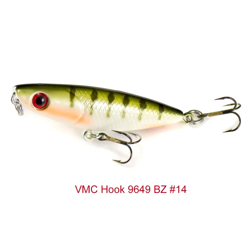 Señuelos Wobbler Countbass Topwater para pesca, Mini Bass Fishing Popper Micro Plug con anzuelos VMC, 43 mm, 2 g - imagen 3