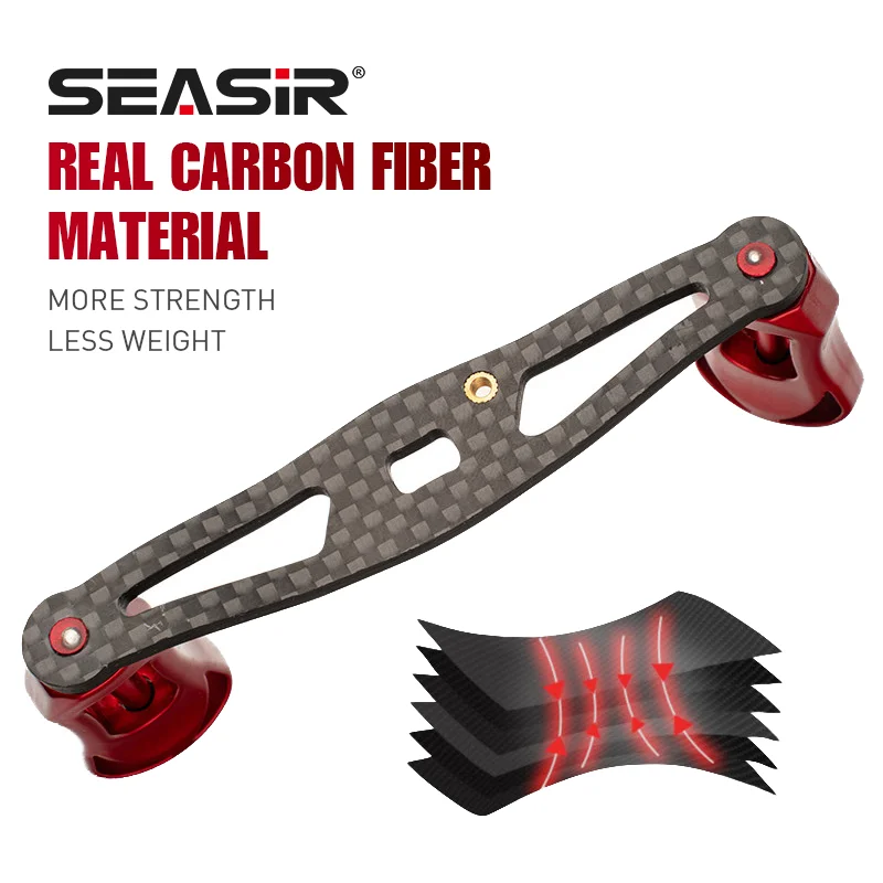 SEASIR Mango de carrete de pesca de fibra de carbono, agarre de carbono ultraligero, reajuste de 6 colores para carrete de Baitcasting, accesorios de pesca DIY - imagen 4