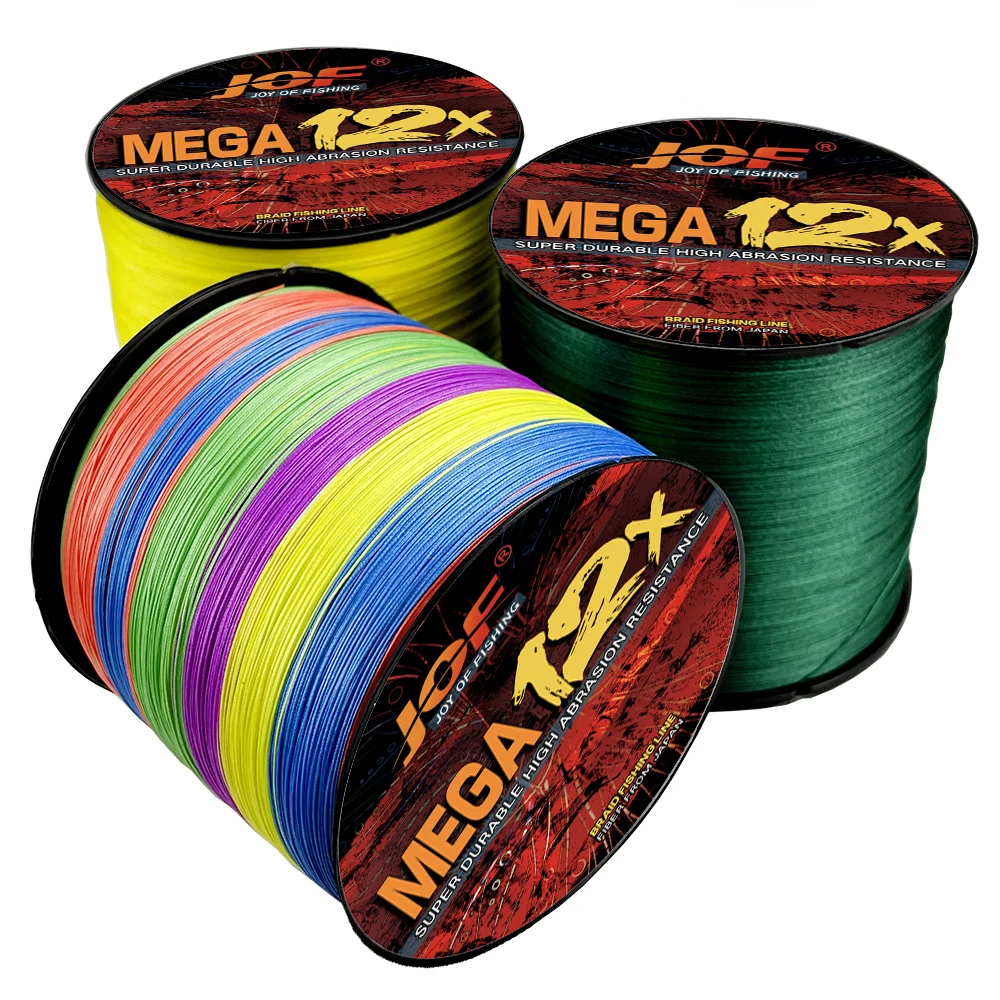 JOF-cable de 12 hebras para pesca, hilo trenzado de 1000M de PE, tejido multifilamento para pesca en agua salada, 12 hilos, 11kg-54,5 kg - imagen 3
