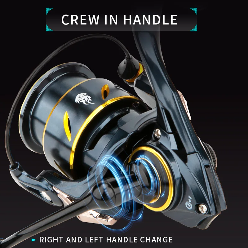 Carrete de pesca giratorio, accesorio de tamaño pequeño, cuerpo de carbono, peso ligero, serie 1000-2500, arrastre con mango de tornillo, 5kg, juego ligero, VENOM - imagen 4