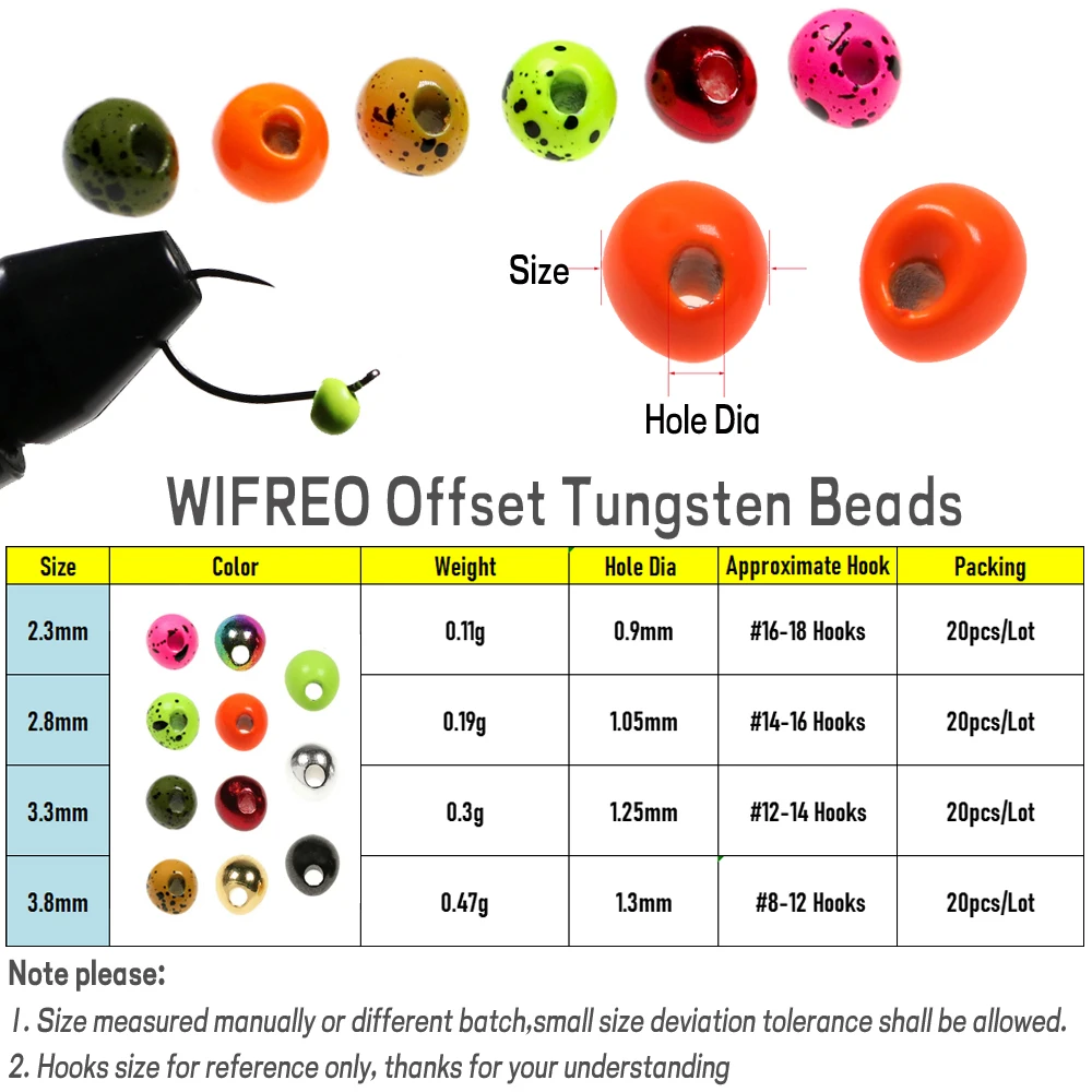WIFREO 20 piezas cuentas de tungsteno compensadas que inversan la cabeza de tungsteno de buceo profundo Jig Off Beads bola en forma de gota para Material de atado de moscas - imagen 3
