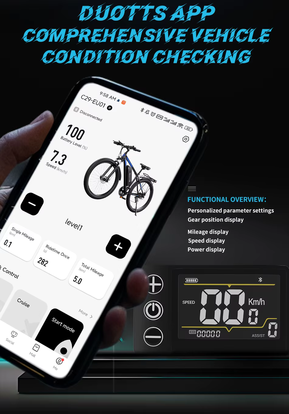 DUOTTS C29 Bicicleta Eléctrica 48V – Motor 750W y 21 velocidades para ciudad - imagen 4