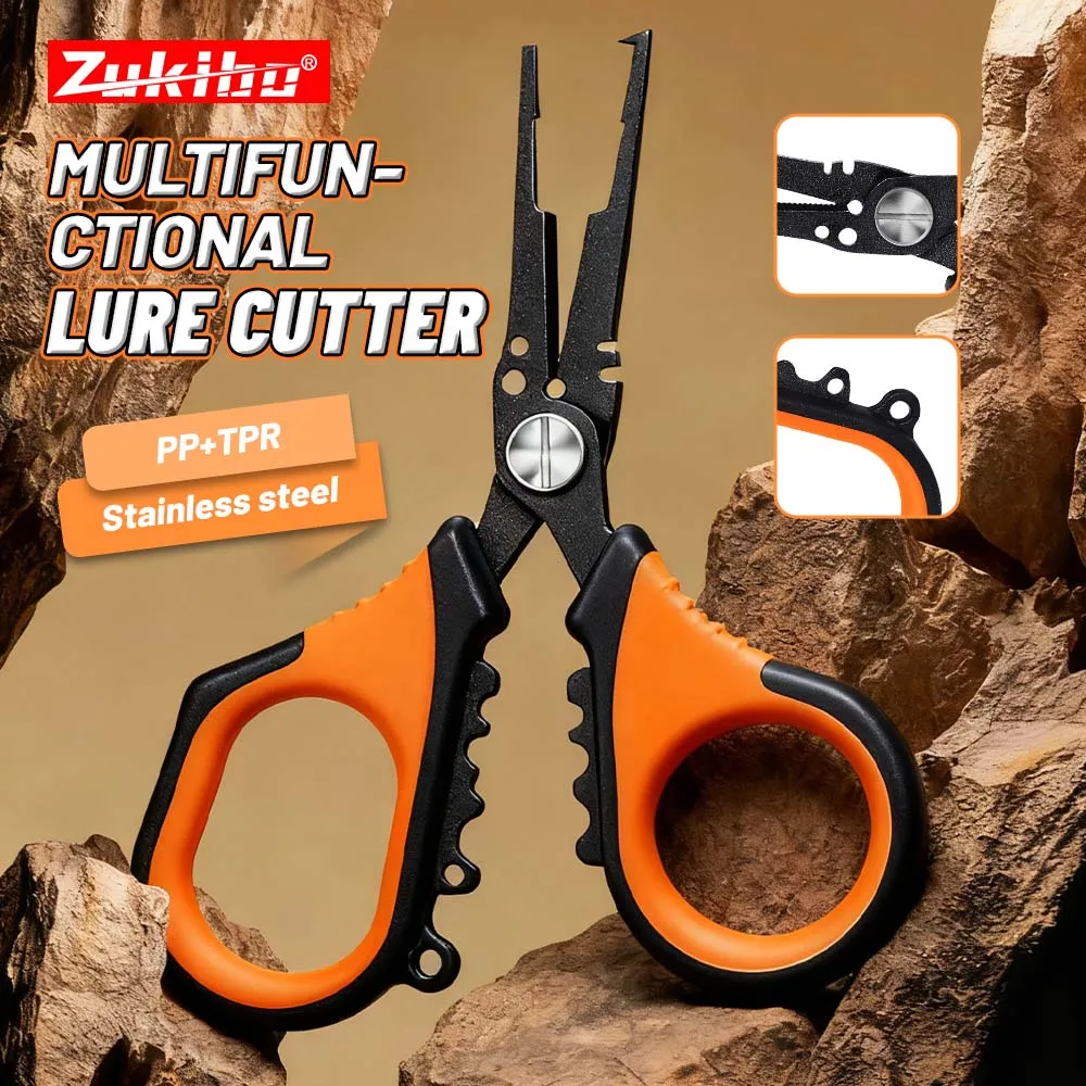 ZUKIBO-Alicates para señuelos de pesca, tijeras multifuncionales, accesorios, mango antideslizante, revestimiento de PTFE, resistente a la corrosión - imagen 2