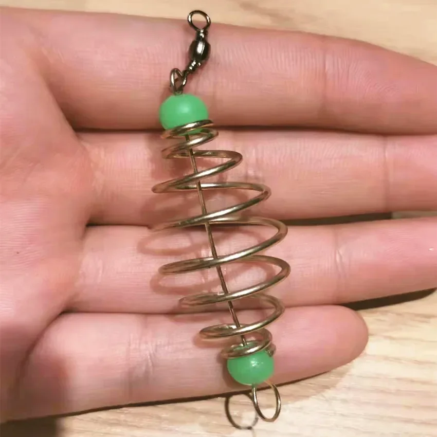 10 Pcs/Set Large Feeder Fishing Bait Spring Lure Inline Hanging Tackle Olive Type with 8-ring Spring Punch Fishing Accessories - imagen 3