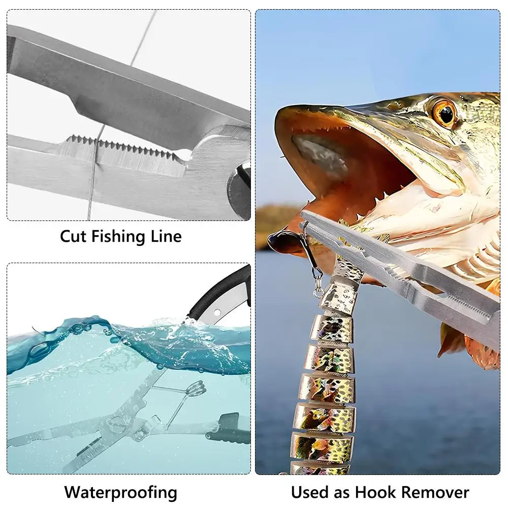 Alicates de pesca multifunción de acero inoxidable, alicates de gancho de pesca a prueba de herrumbre con punta de aguja, herramientas de pesca - imagen 2
