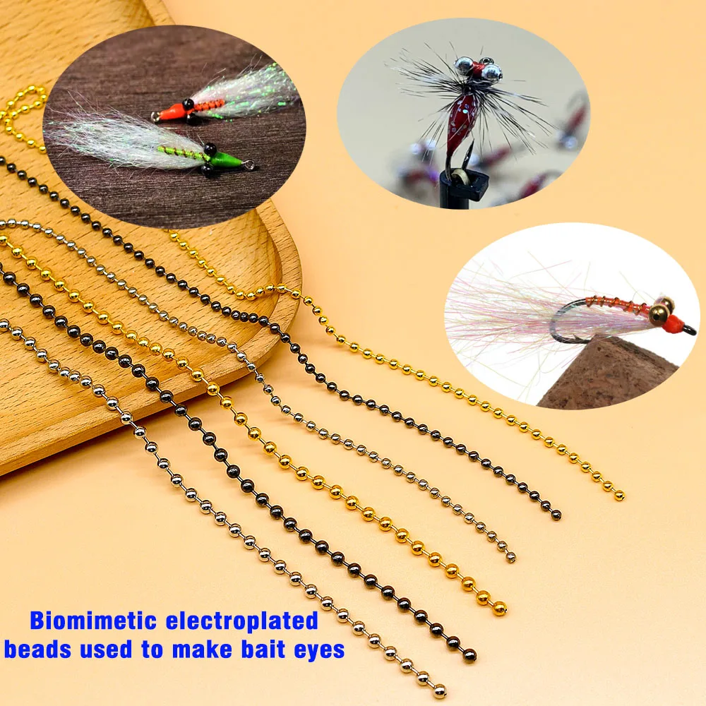 MNFT-Cadena de cuentas de Metal de 50cm/19,69 pulgadas, cadenas de Dumbell con ojos, Material de atado de moscas, 2,4/3,2mm, Color negro, dorado y plateado - imagen 4